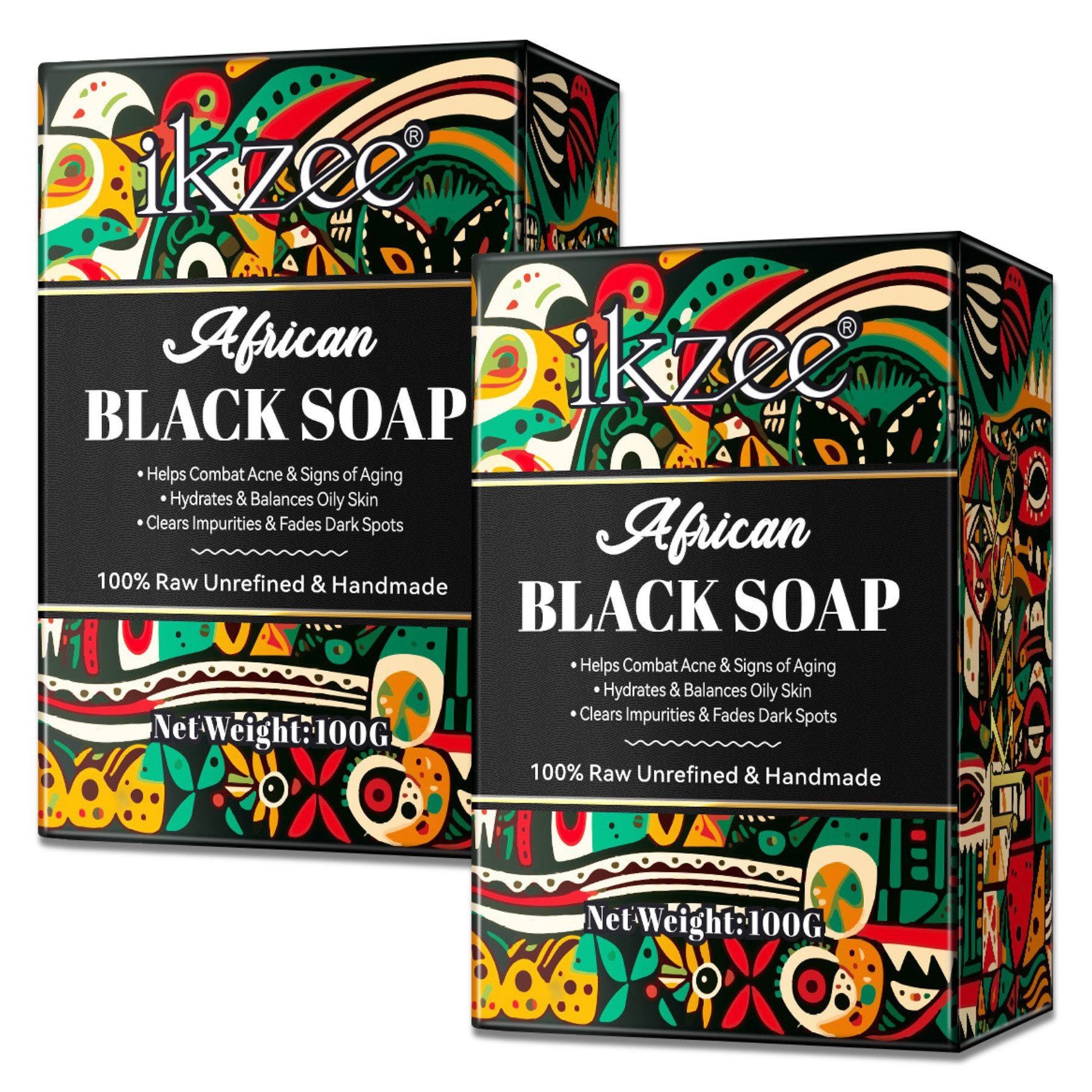 P-Beauty Cosmetic Accessories Gesichtsseife Körperseife Haarseife Naturseife Afrikanische Schwarze Seife Vegan, 2-tlg., Gesichtsseife, Körperseife, Hautpflege