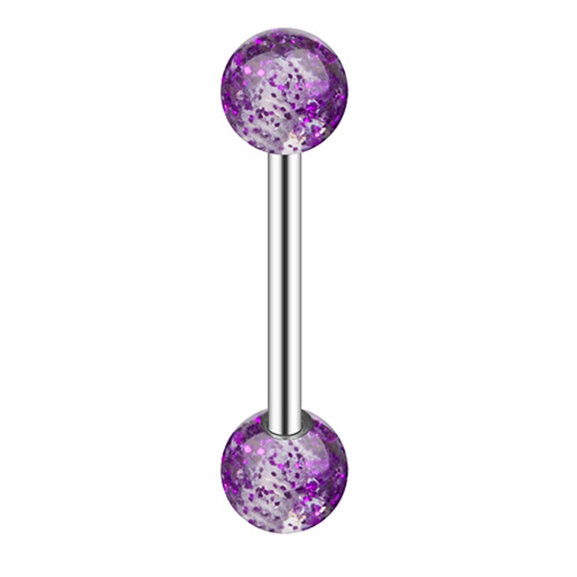 Piercing-Set Zungenpiercing Ohr Kugel Titan Ultra UV Glitter