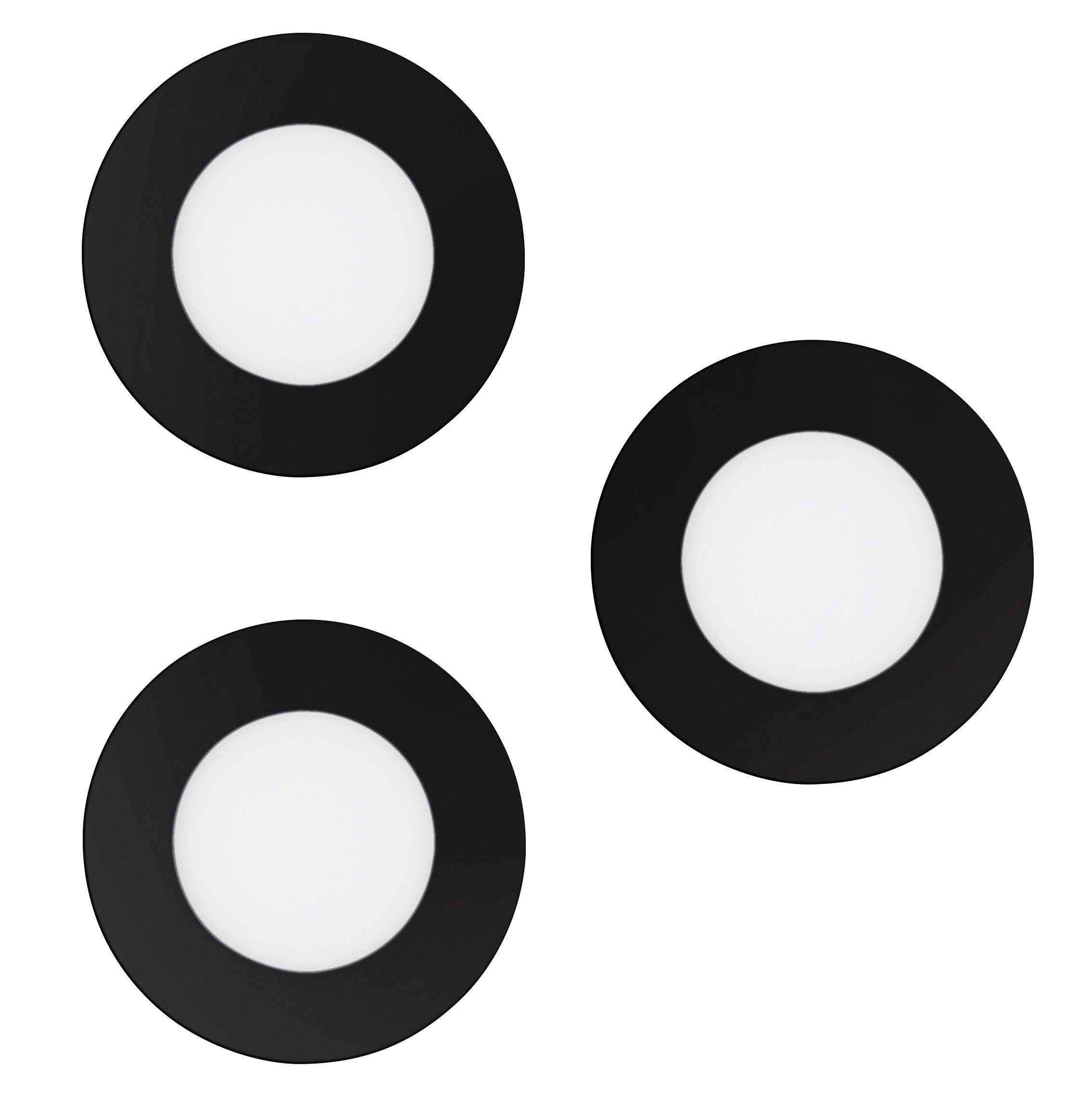 EGLO LED Einbauleuchte Fueva-z, Leuchtmittel inklusive, Einbauleuchte - H2,6 x Ø8,5 cm - schwarz - 3X2,8W inkl.