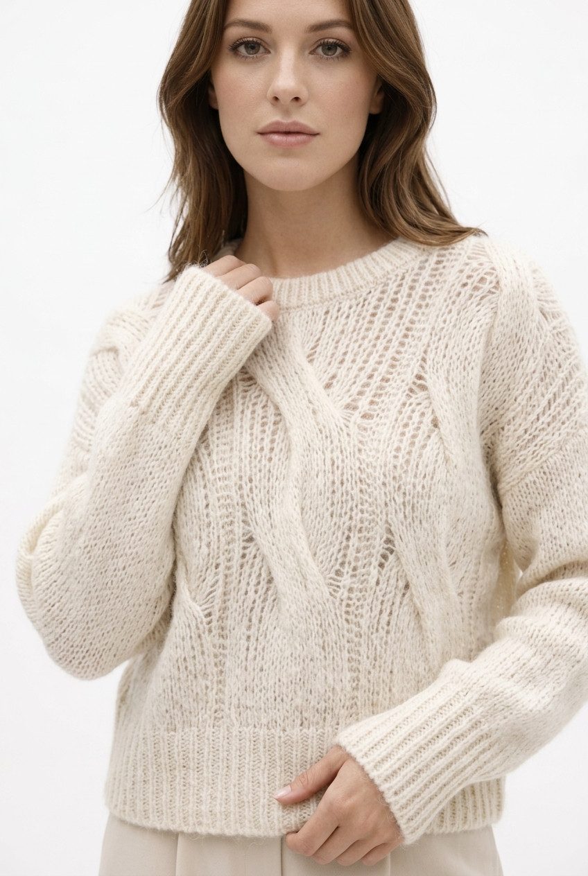 ITALY VIBES Strickpullover Grobstrick - ITALY VIBES - modischer Pullover Damen - cropped One Size - passend für Größe XS - L