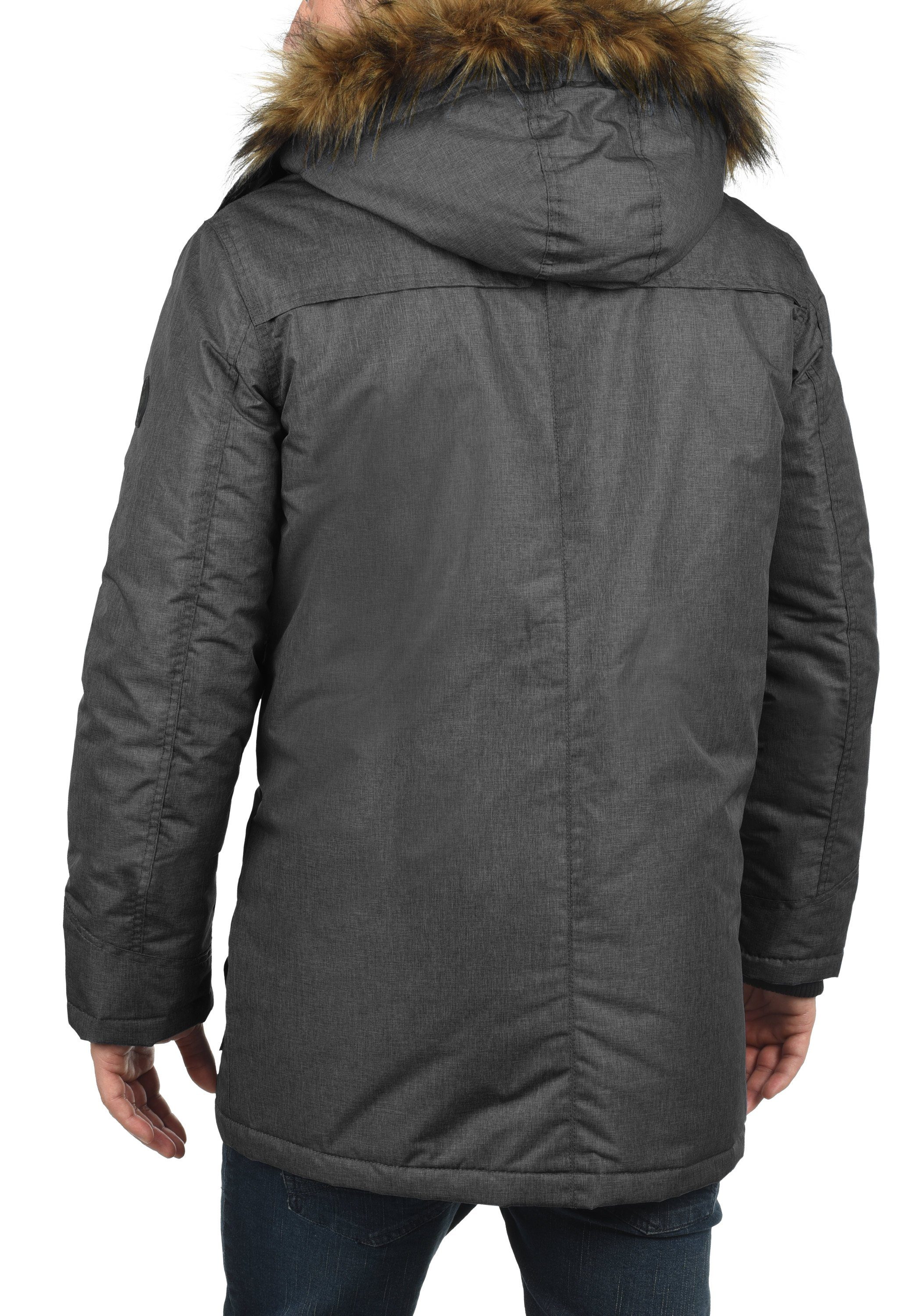 Solid Winterjacke und Jacke mit (9000M) Kunstfellkragen abnehmbarer Black Kapuze Melange SDOctavus lange