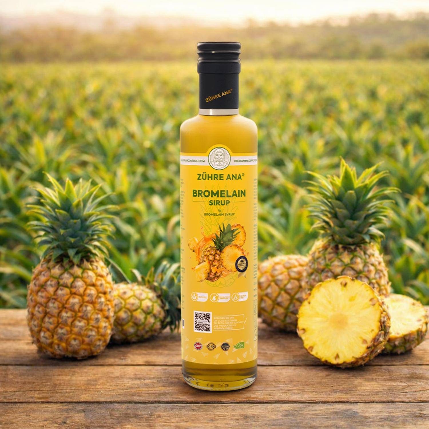 Zühre Ana® Bromelain Sirup-Natürlich Ananas – Reichhaltige und Natürliche Formel sirup, 250 ml, Enthält L-Carnitin, Akaziengel und Bromelain, Vitamin C