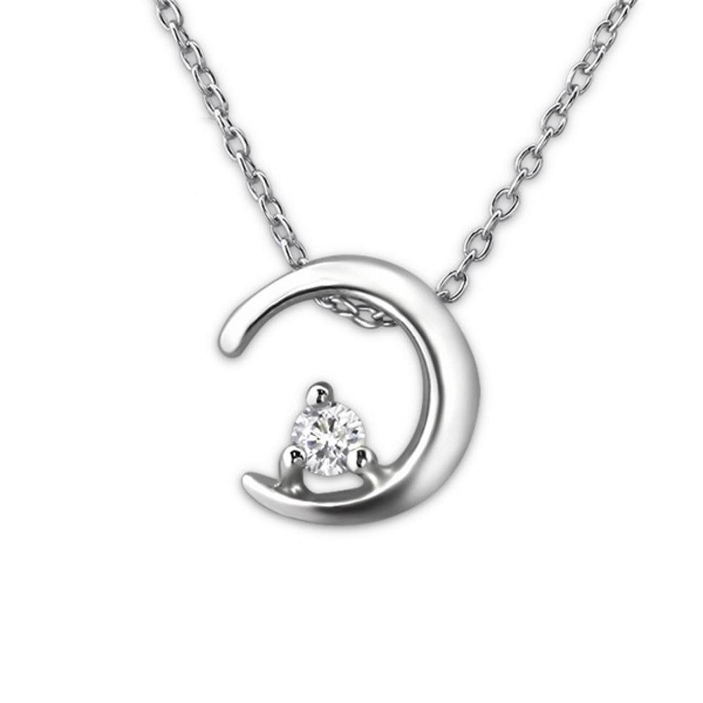 Necklace Kette BUNGSA Halskette Kristall (1-tlg), & Damen Silber aus 925 Mond Ketten-Set
