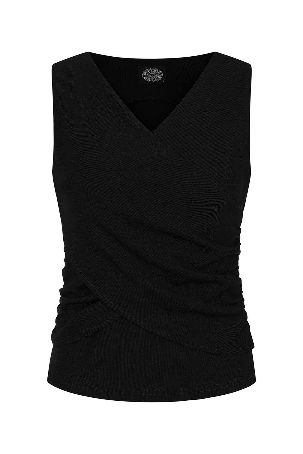 Hearts & Roses London Shirttop Maddison Schwarz Vintage Retro Rockabilly Oberteil