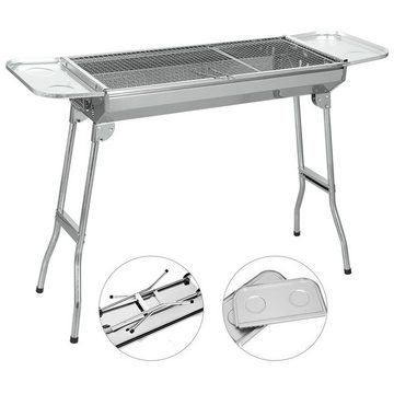 SunJas Holzkohlegrill CA-12 mit 2 Stück Grillrost, Tragbar, Klappgrill, Standgrill Edelstahl Klappgrill BBQ Standgrill Tragbar Grill