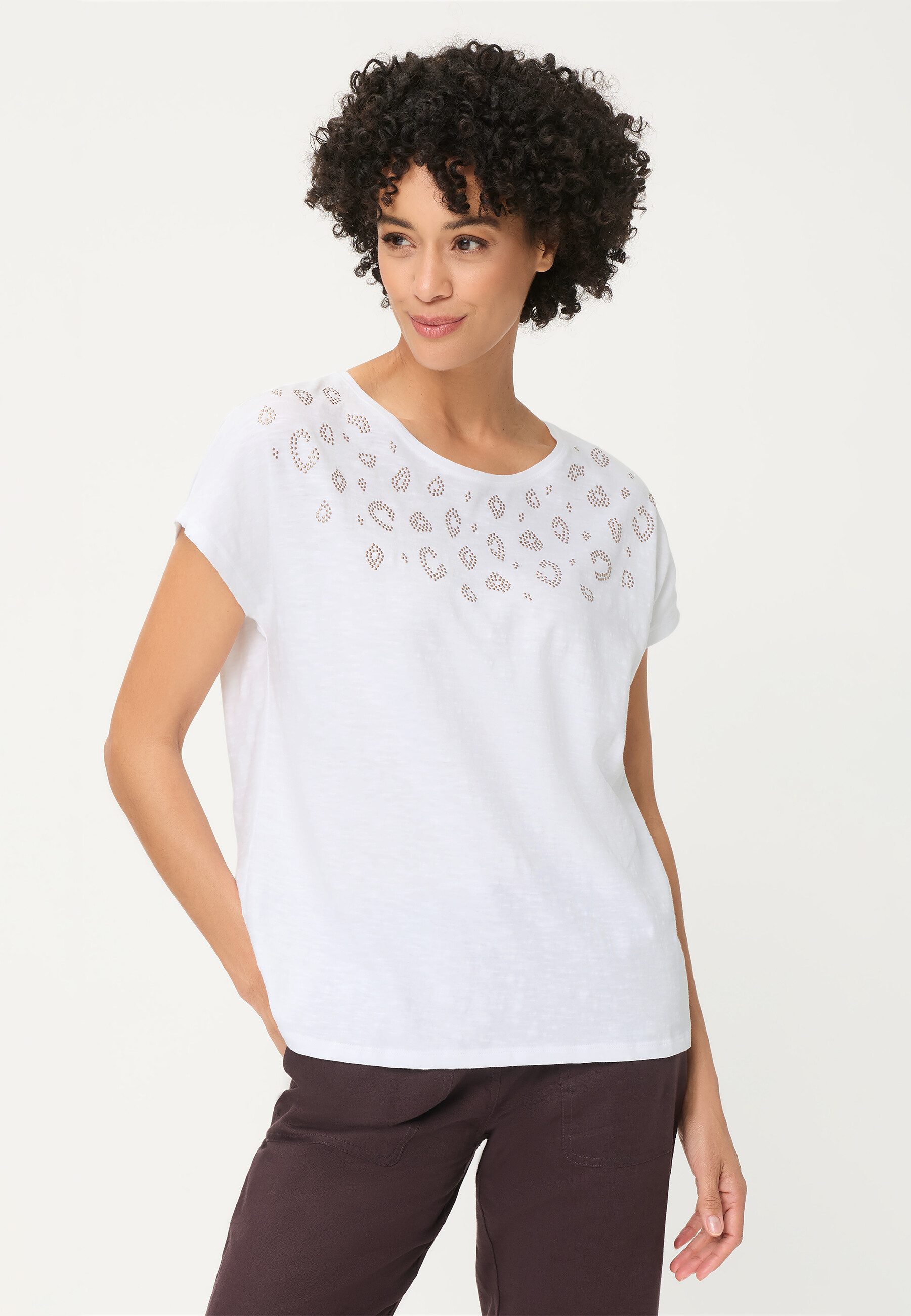 Olsen T-Shirt Shirt mit Placement-Print und Rundhalsausschnitt