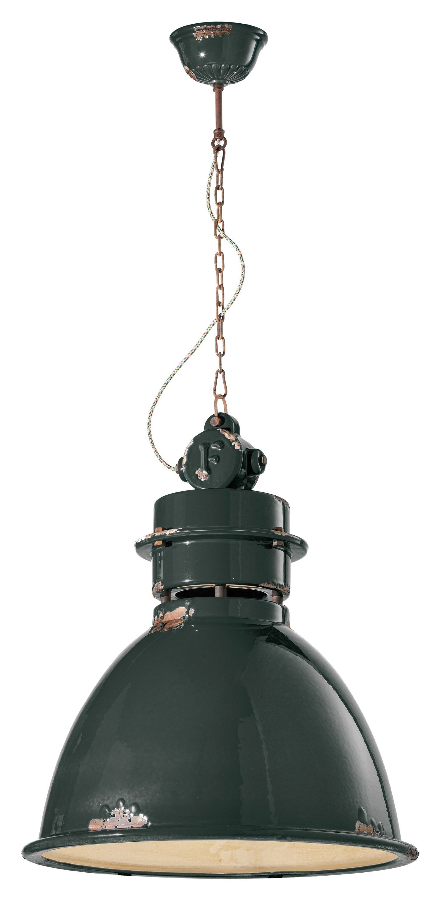 Licht-Erlebnisse Pendelleuchte GIULIA, ohne Leuchtmittel, Keramik H: max. 140 cm Schwarz Shabby Antik E27 Vintage Handarbeit