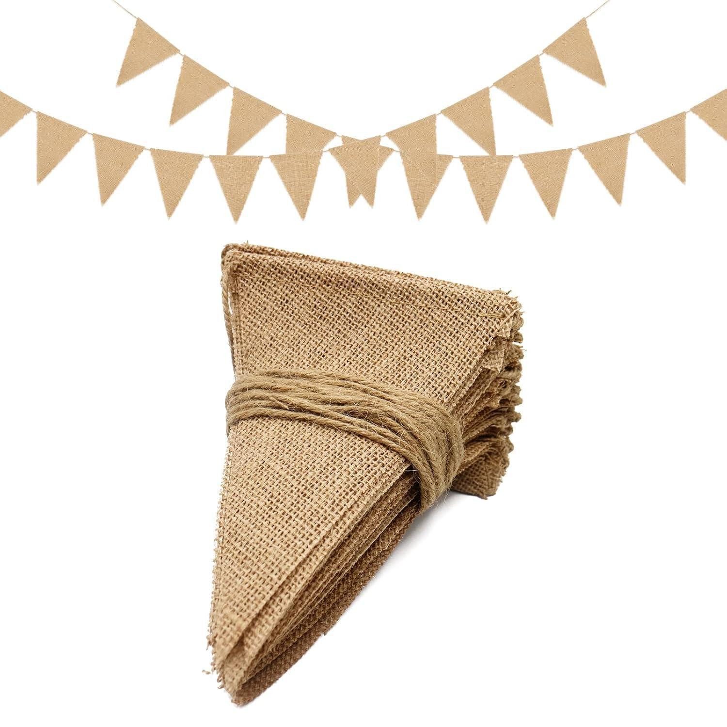 LuxusKollektion Wimpelkette Wimpelkette Jute 2.8m 13 Wimpel Wetterfest Braun