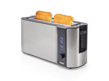 PRINCESS Toaster, 1 langer Schlitz, für Toastbrot, 1000 W, Toastmaschine schmal 1 langer Schlitz Toster mit Brötchenaufsatz