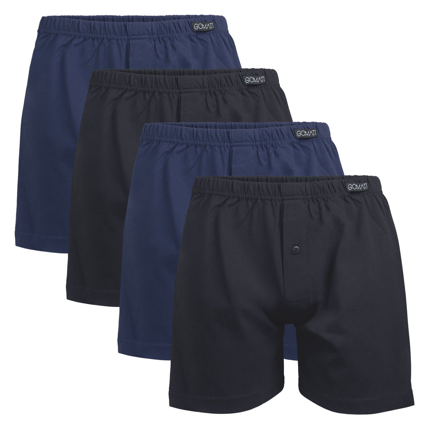 Gomati Boxershorts Herren Jersey Boxershorts Stretch Schwarz Deep Baumwolle Pack) + 2x Mix (4er aus Shorts Navy) (2x