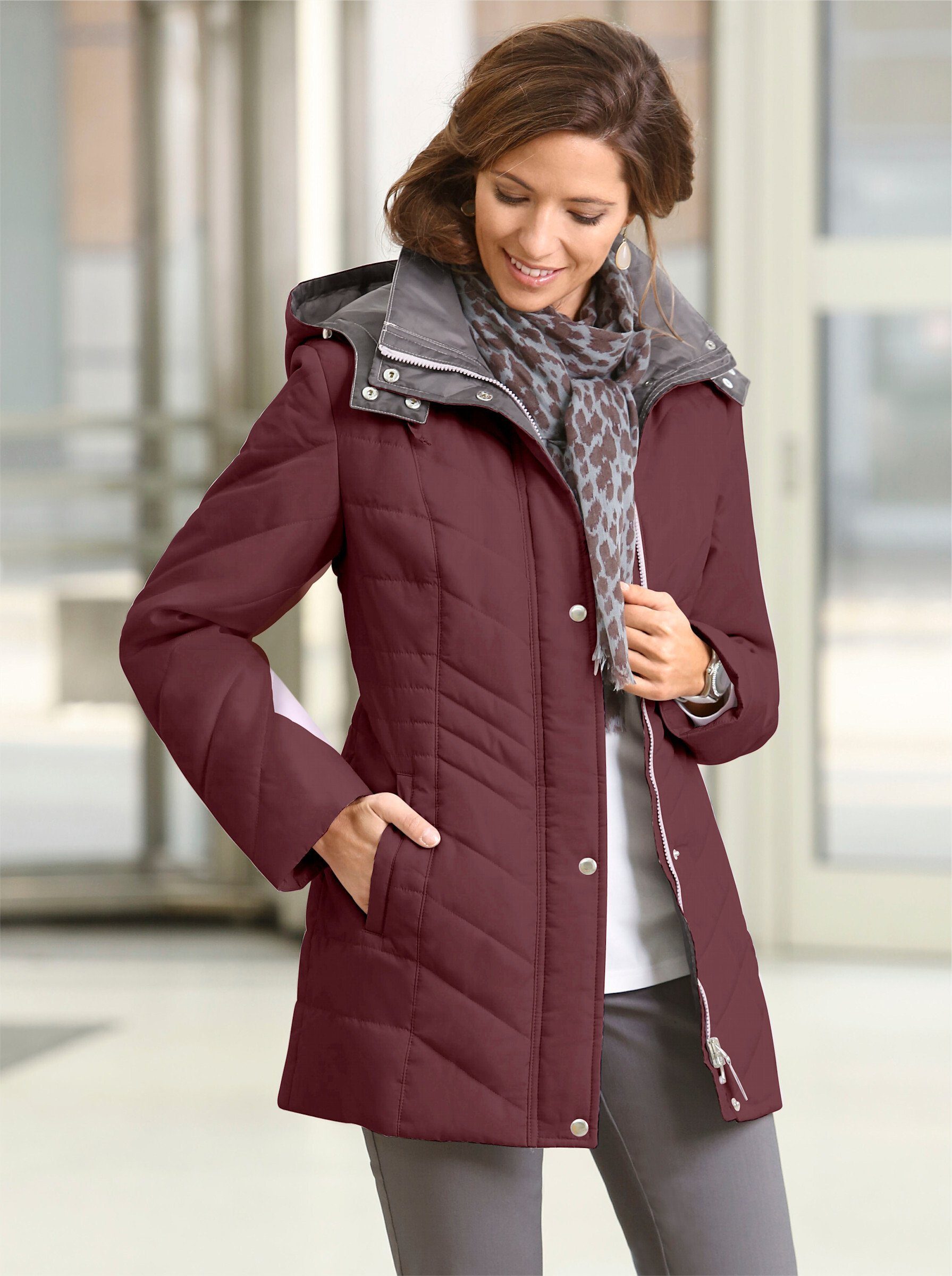 Sieh an! Allwetterjacke bordeaux-grau