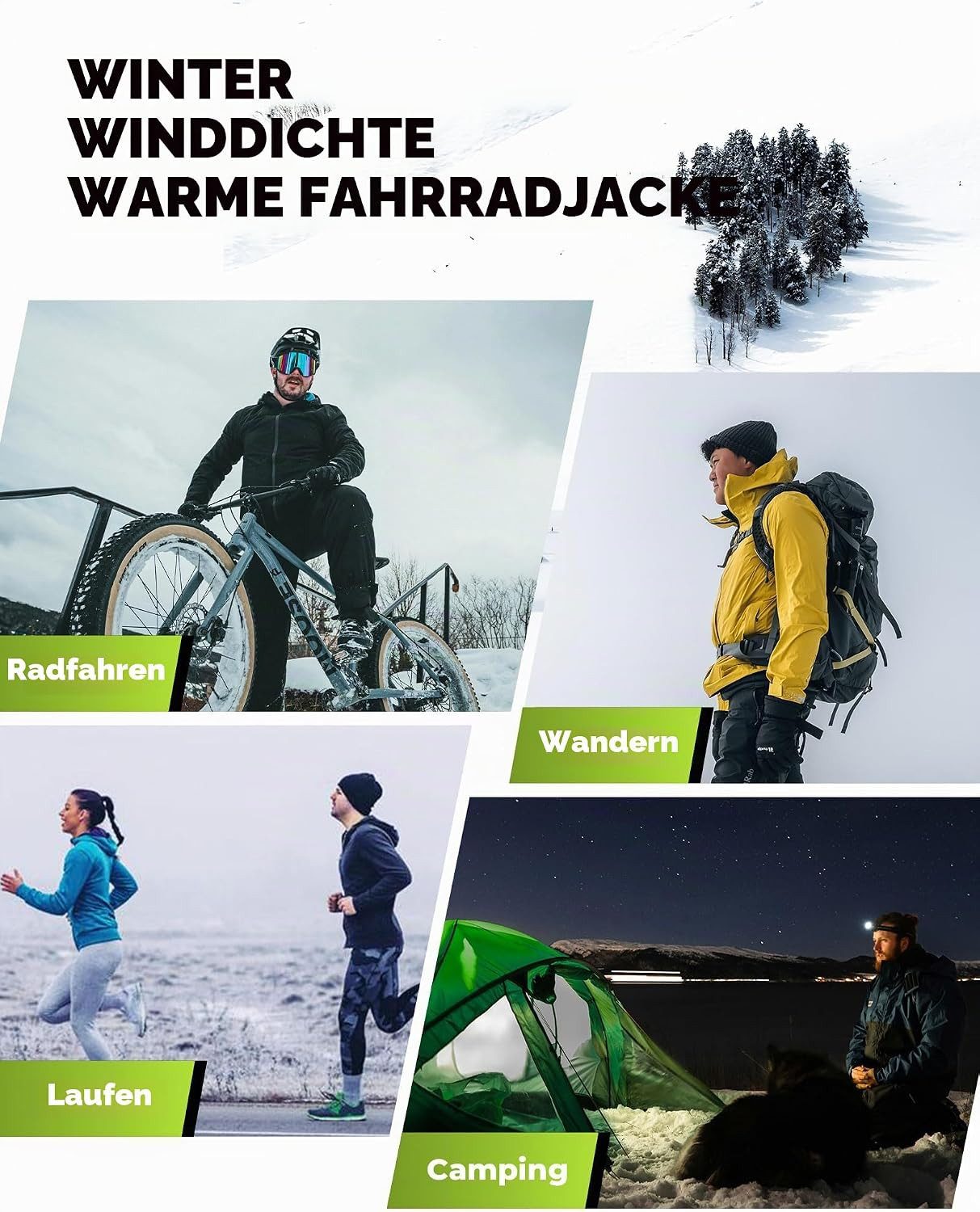 ROCKBROS Fahrradjacke Winddichte warme atmungsaktive Winterjacke für Herren – Bild 5 von 5