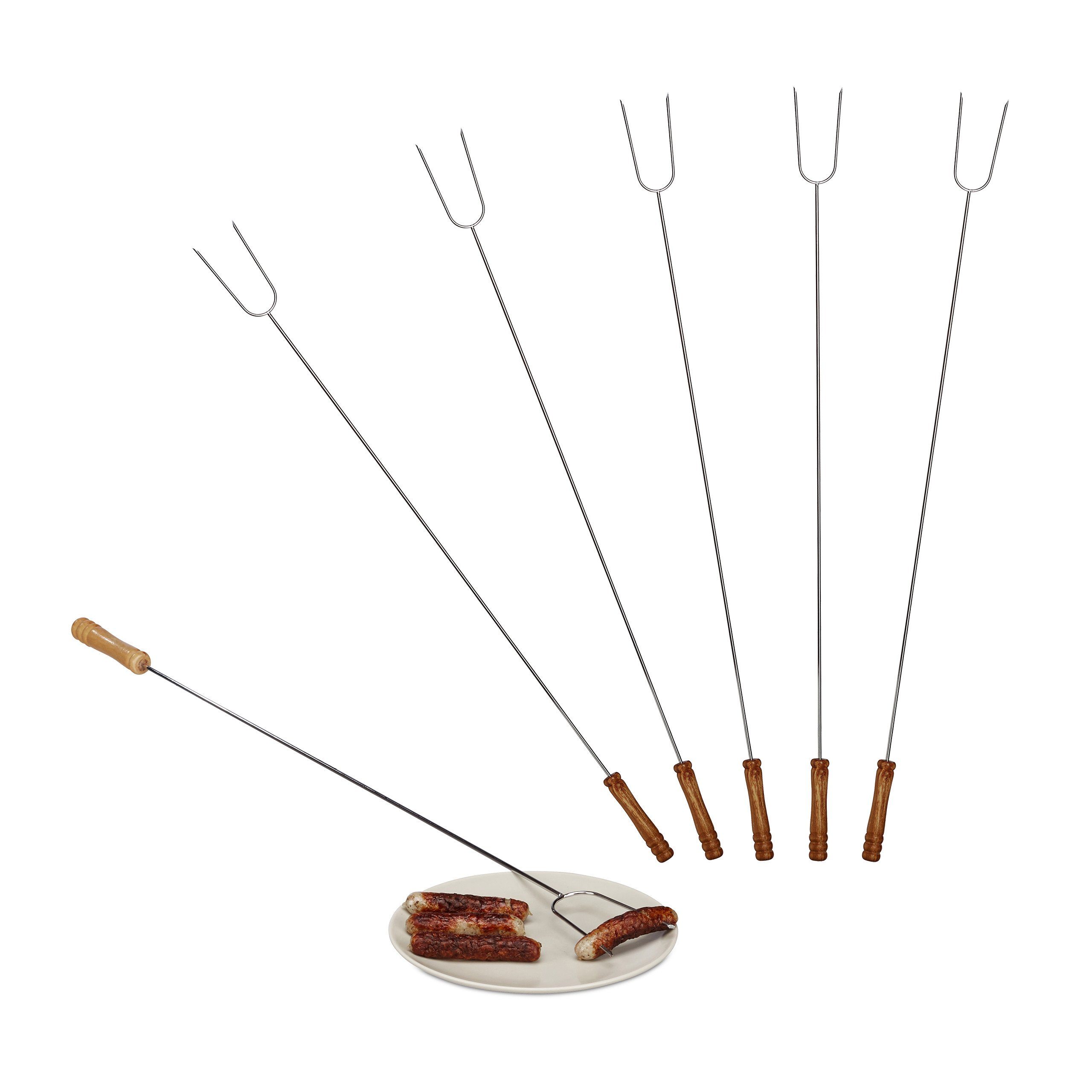 relaxdays Lagerfeuer-Grillspieß Extra lange Grillspie?e 6er Set