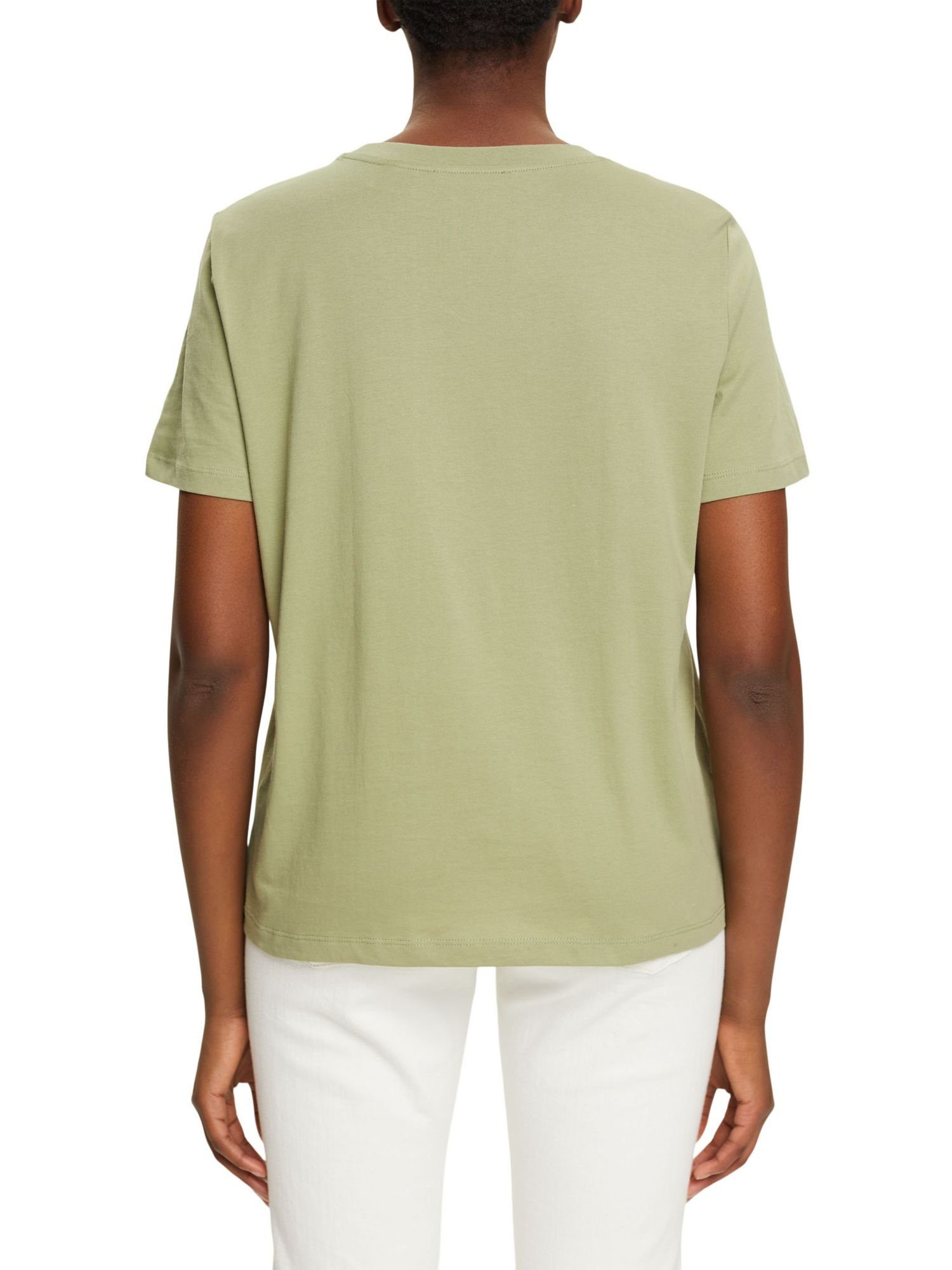 Esprit by KHAKI edc T-Shirt T-Shirt mit Herz-Print (1-tlg) LIGHT