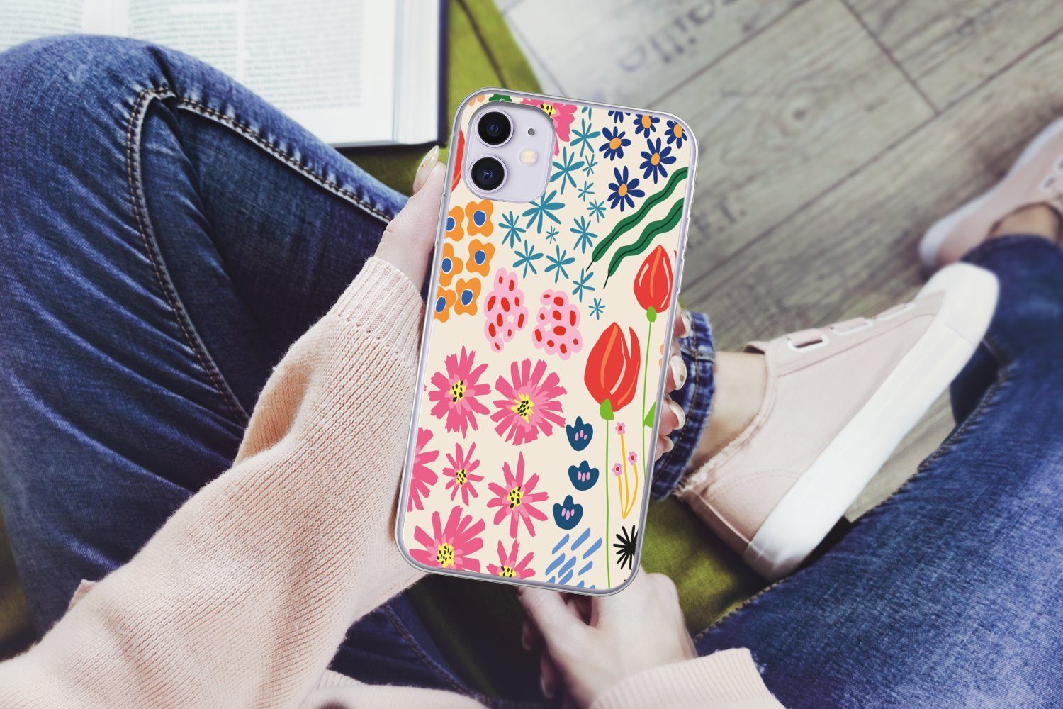MuchoWow Handyhülle für Apple iPhone 11 Blumen - Gestaltung - Tulpe, Smartphone-Bumper, Print, Handy Schutzhülle Dünn