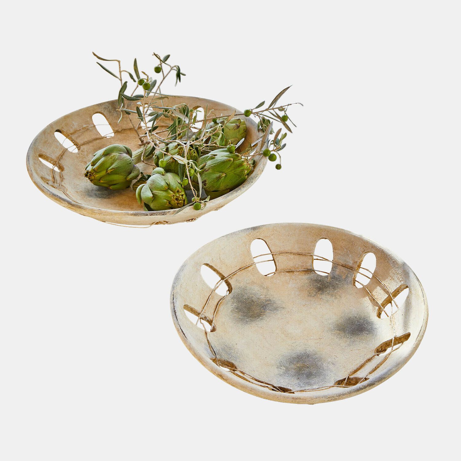 Mirabeau Dekoschale Deko-Schale 2er Set Delunas grau/creme