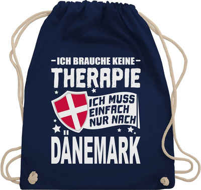 Shirtracer Turnbeutel Ich brauche keine Therapie Ich muss einfach nur nach Dänemark - weiß, Länder Wappen