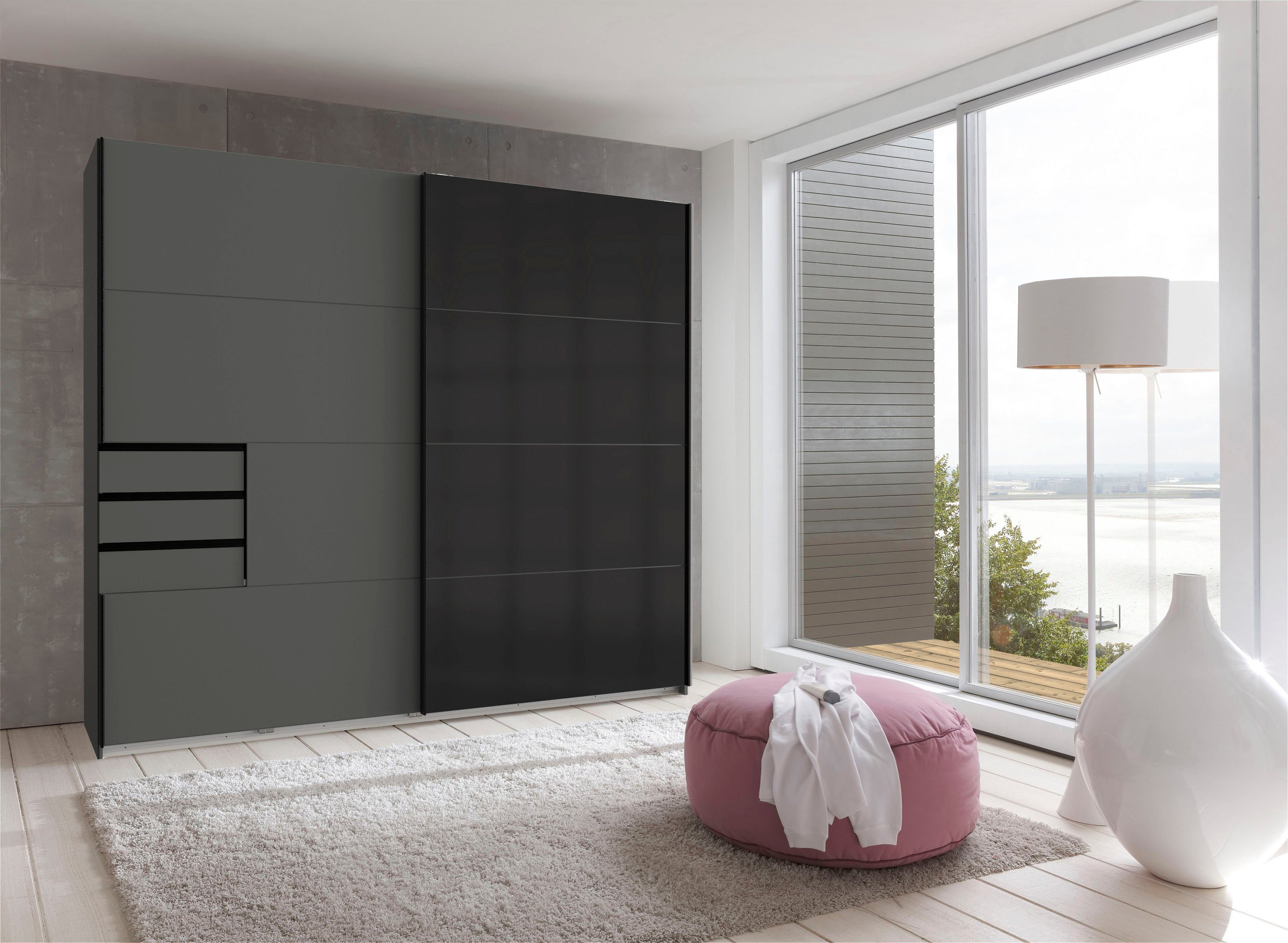 Wimex Schwebetürenschrank Saigon mit Glaselementen, 2 Türen, 225cm breit