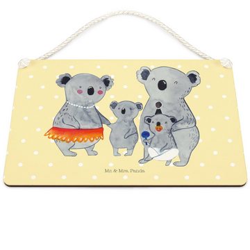 Mr. & Mrs. Panda Hinweisschild DIN A5 Koala Familie - Gelb Pastell - Geschenk, Opa, Familienleben, G, (1 St), Mit Aufhängung