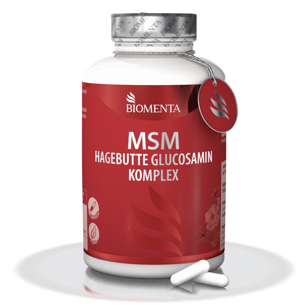 BIOMENTA MSM + Hagebutte + Glucosamin - 180 allergenfreie MSM Kapseln Kapseln, 180 St., 175.3 g