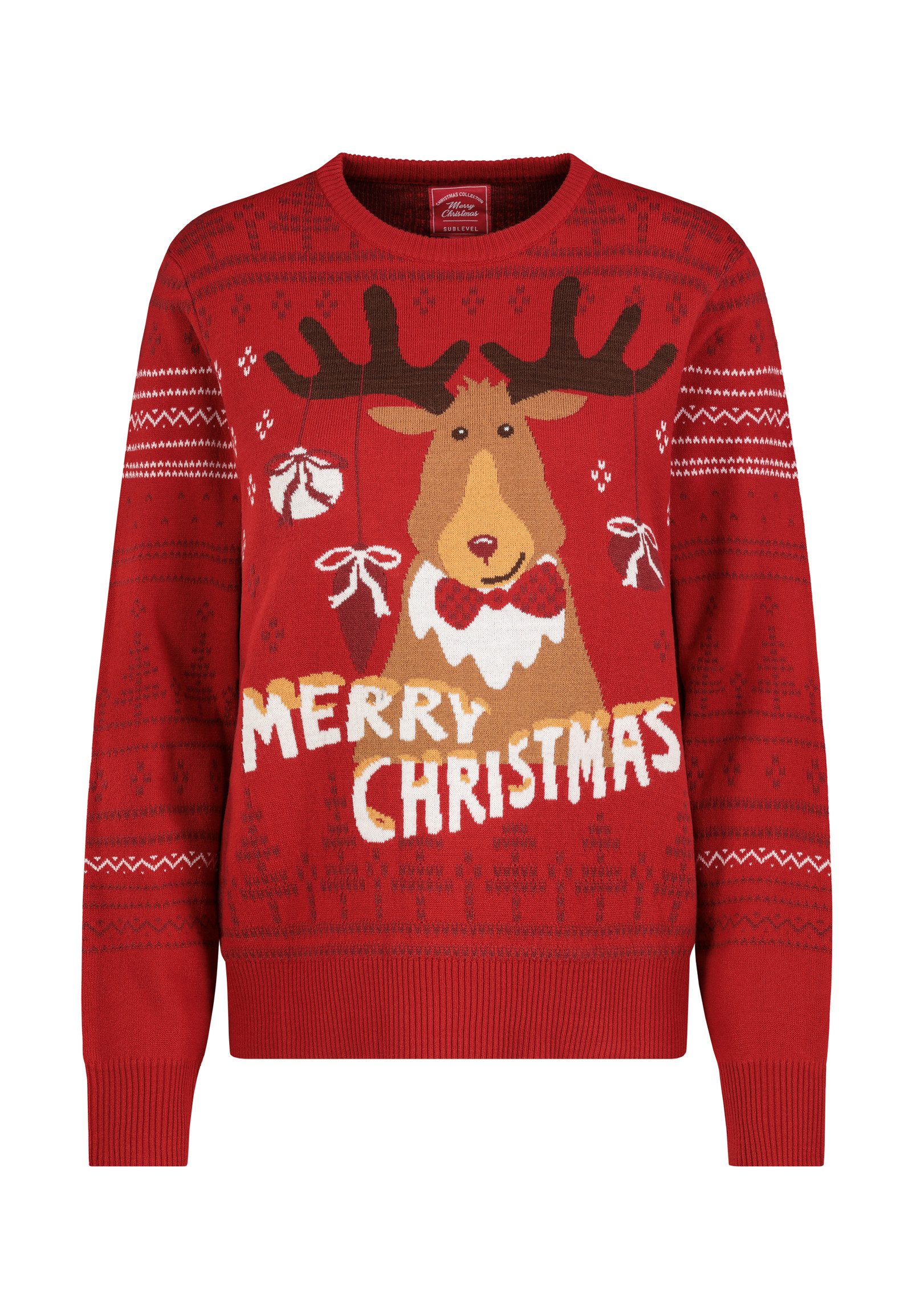 SUBLEVEL Strickpullover Damen Allover Weihnachtspullover günstig online kaufen