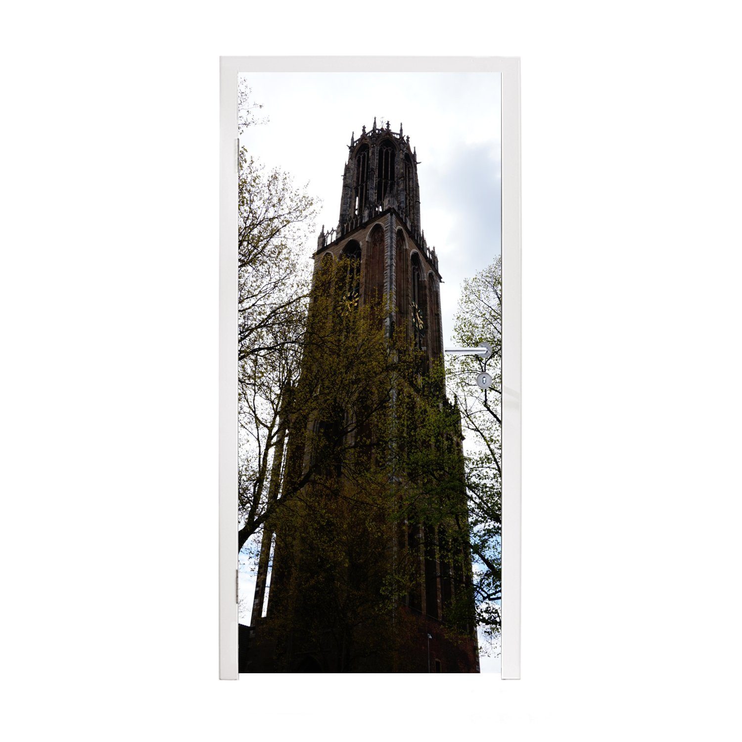 MuchoWow Türtapete Baum - Domturm - Utrecht, Matt, bedruckt, (1 St), Fototapete für Tür, Türaufkleber, 75x205 cm