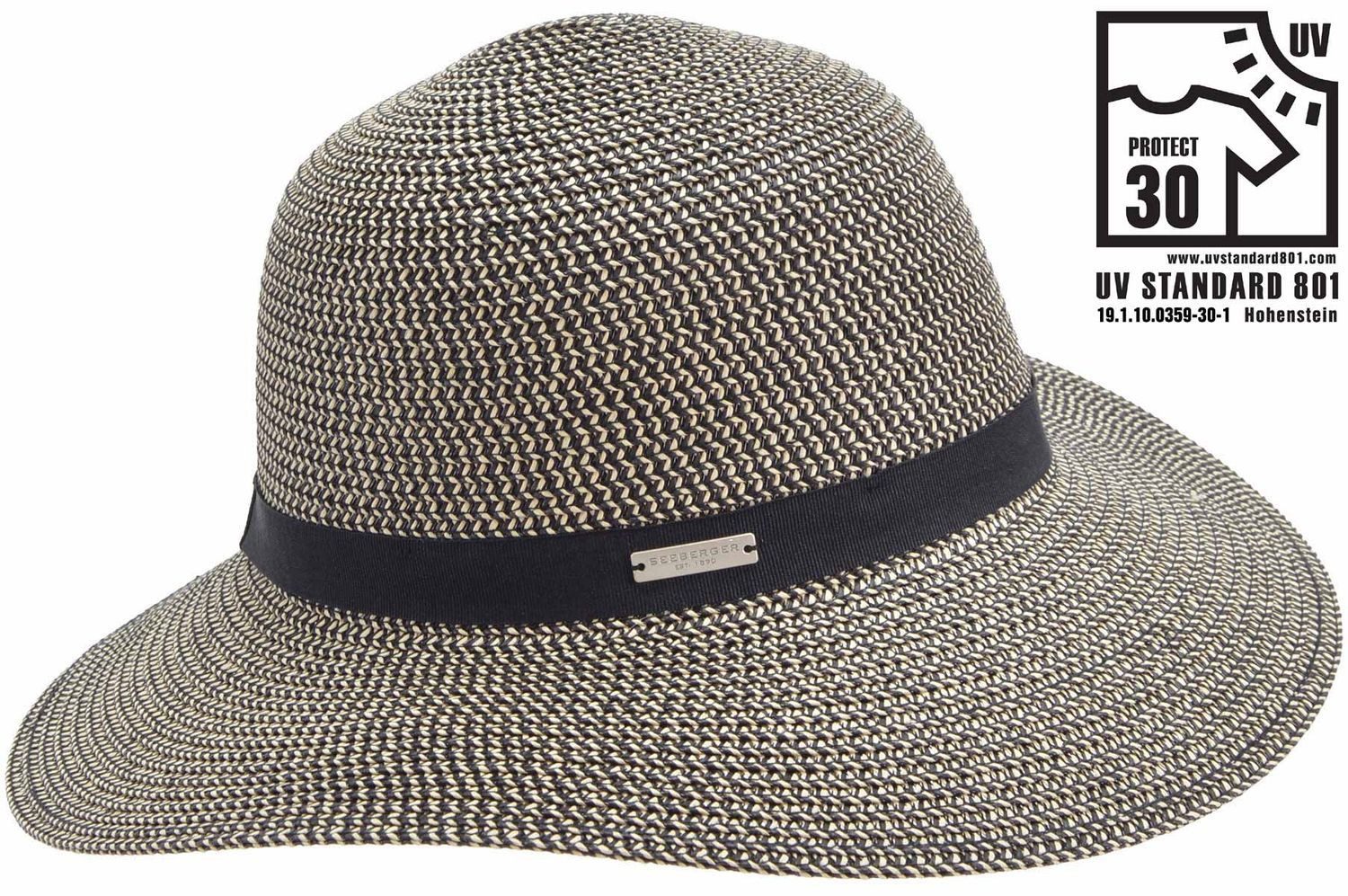 Seeberger Strohhut knautschbarer Borten-Sommerhut Flapper mit UV-Schutz 30