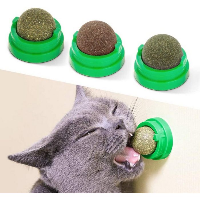 Devenirriche Katzen-Futterspender 3in1 Katzenminze Ball für Katzen Windmühle Drehbares Katzen Leckerli