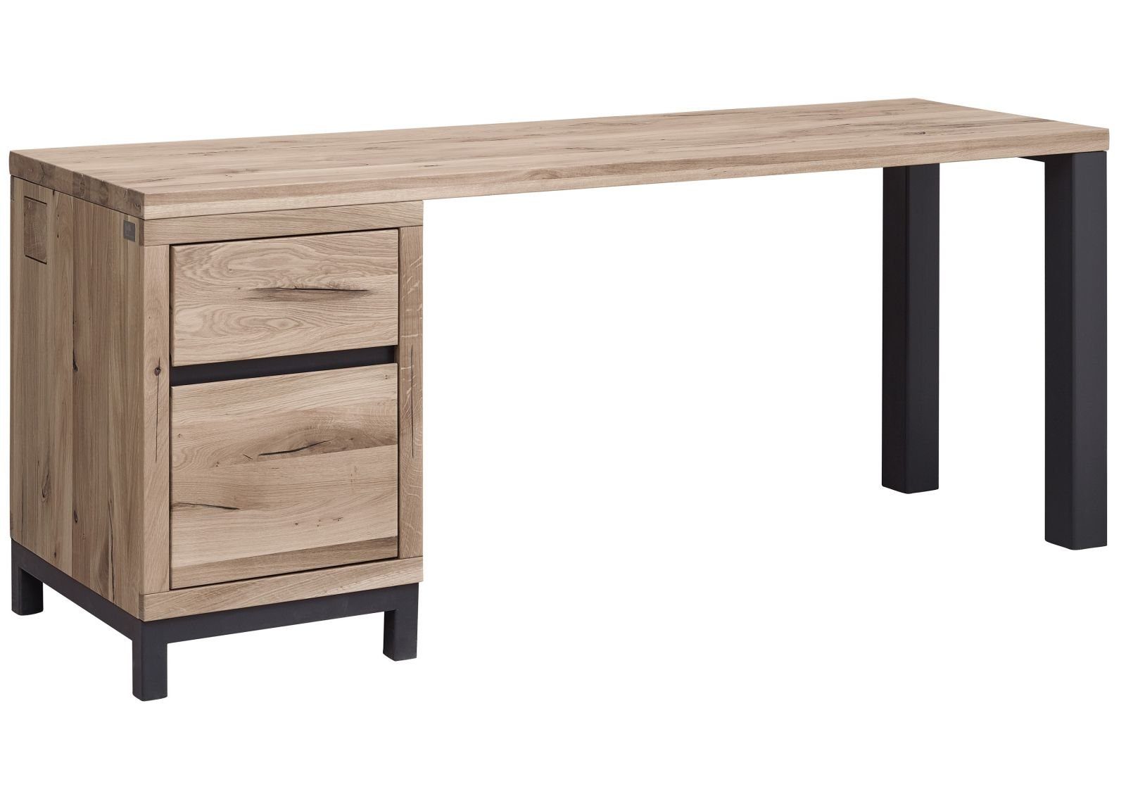 Massivmoebel24 Schreibtisch VILLANDERS (Massivholz, Massivholztisch), Schreibtisch Wildeiche 220x55x76 bianco geölt VILLANDERS #245