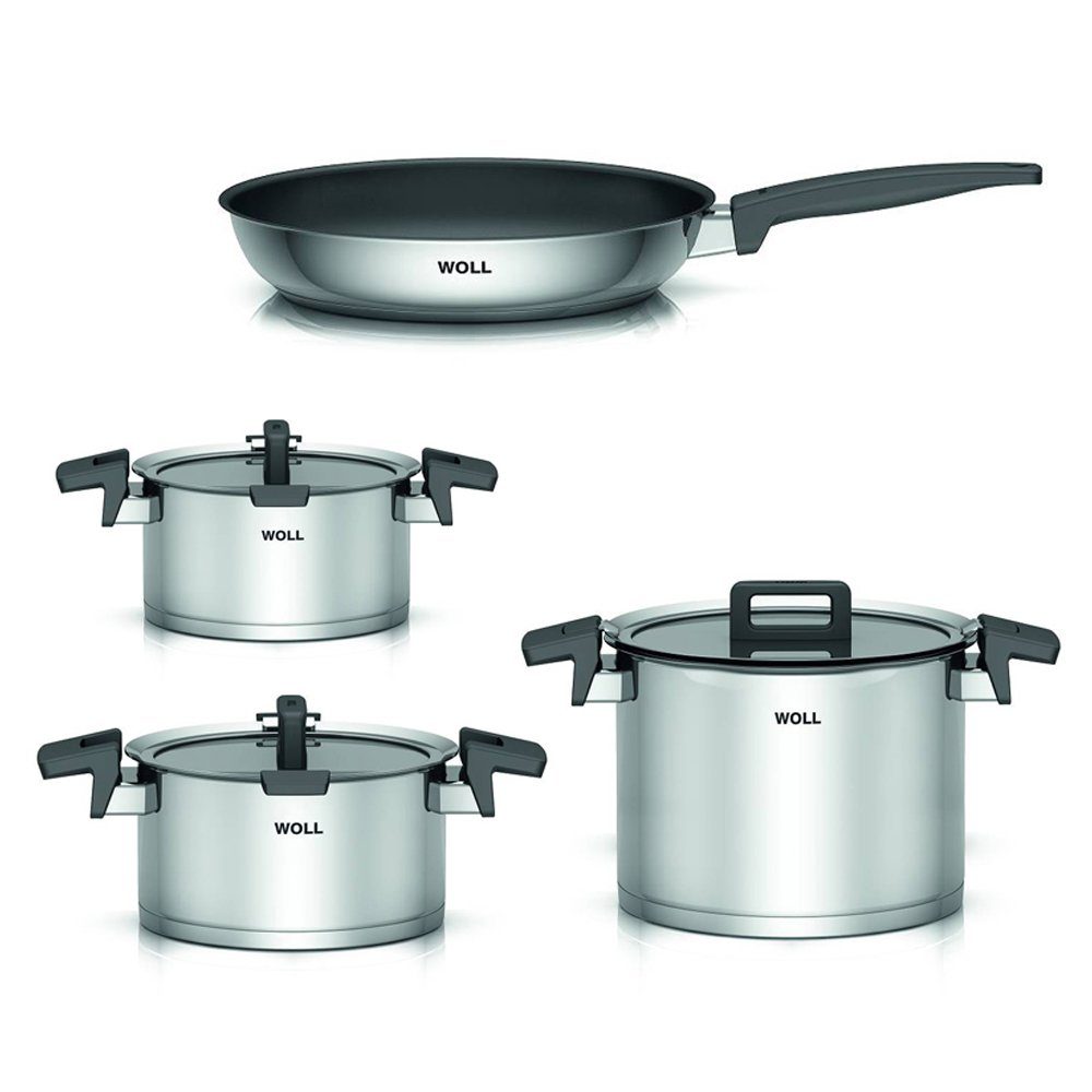 WOLL MADE IN GERMANY Topf-Set Woll Concept 4tlg. Topfset + Pfanne, Induktion, 5-lagiges Mehrschicht-Material, Edelstahl (Set, 4-tlg), Induktionsgeeignet