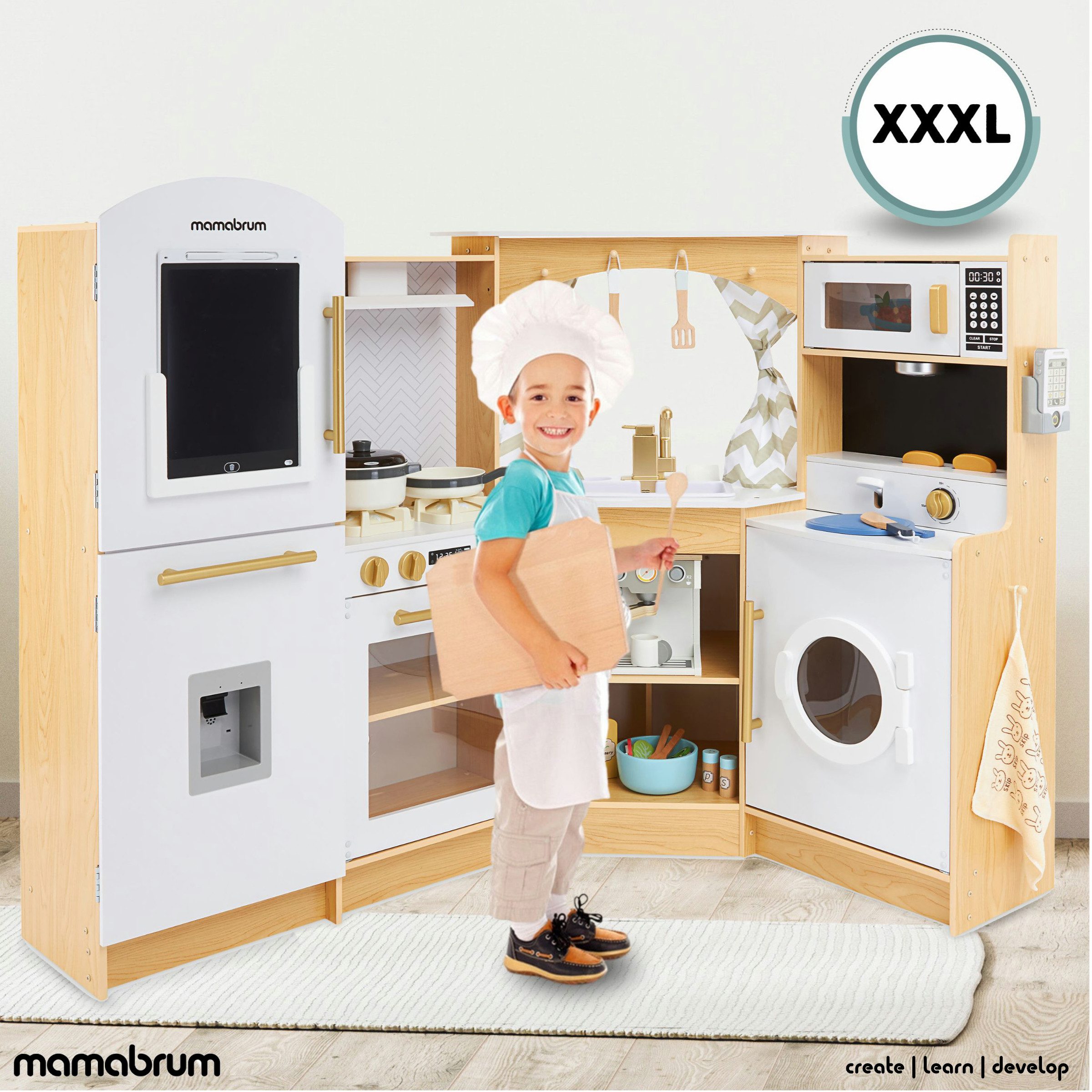 Mamabrum Spielküche Kinderküche 3+, Interaktiver XXXL Spielzeugherd mit LED günstig online kaufen