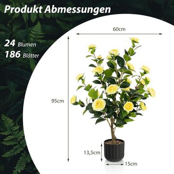 Kunstpflanze Kamelienbaum, KOMFOTTEU, mit 24 Blüten, 95 cm