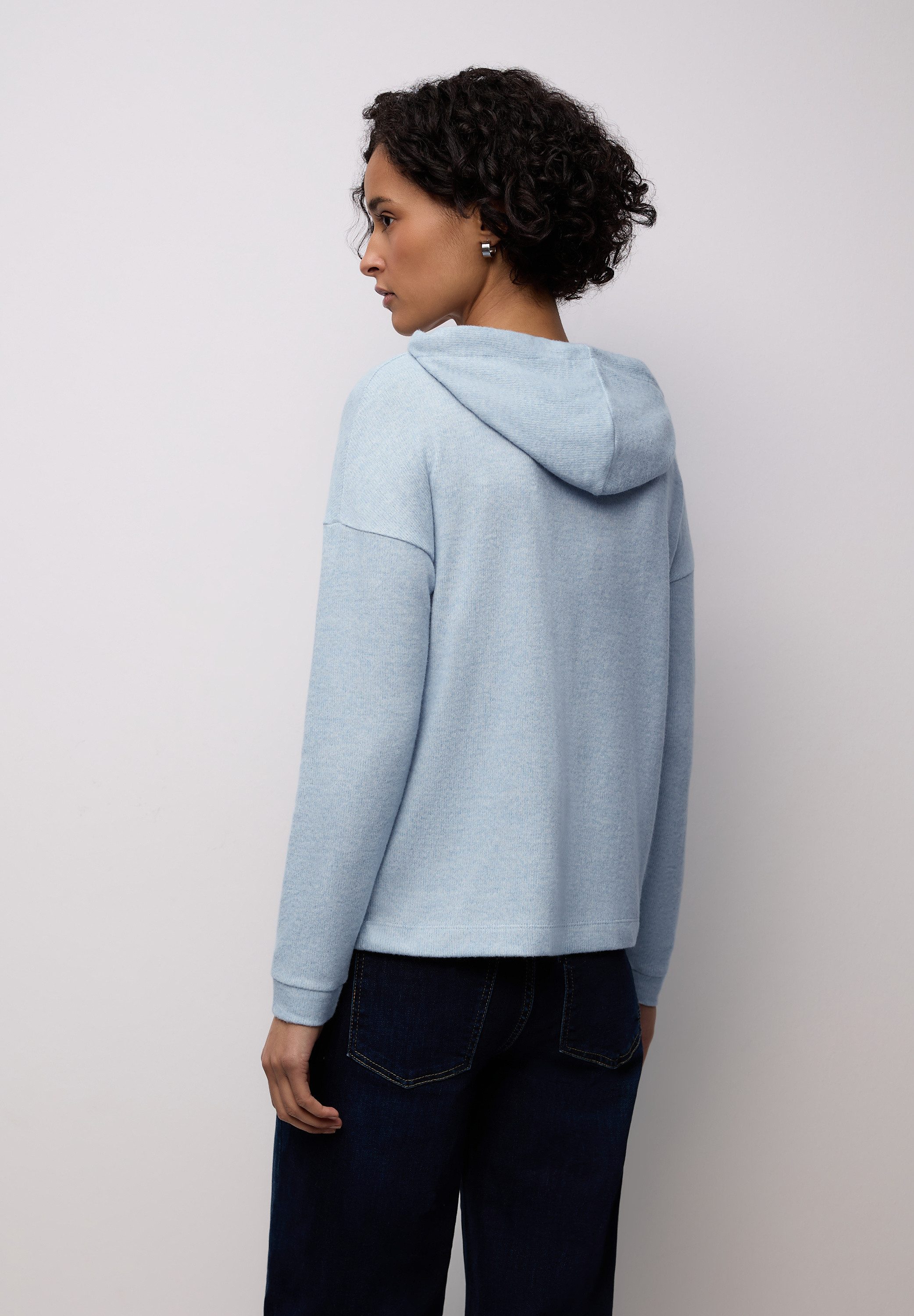 STREET ONE Kapuzenpullover mit Kapuze mit Tunnelzug und im Melange-Look