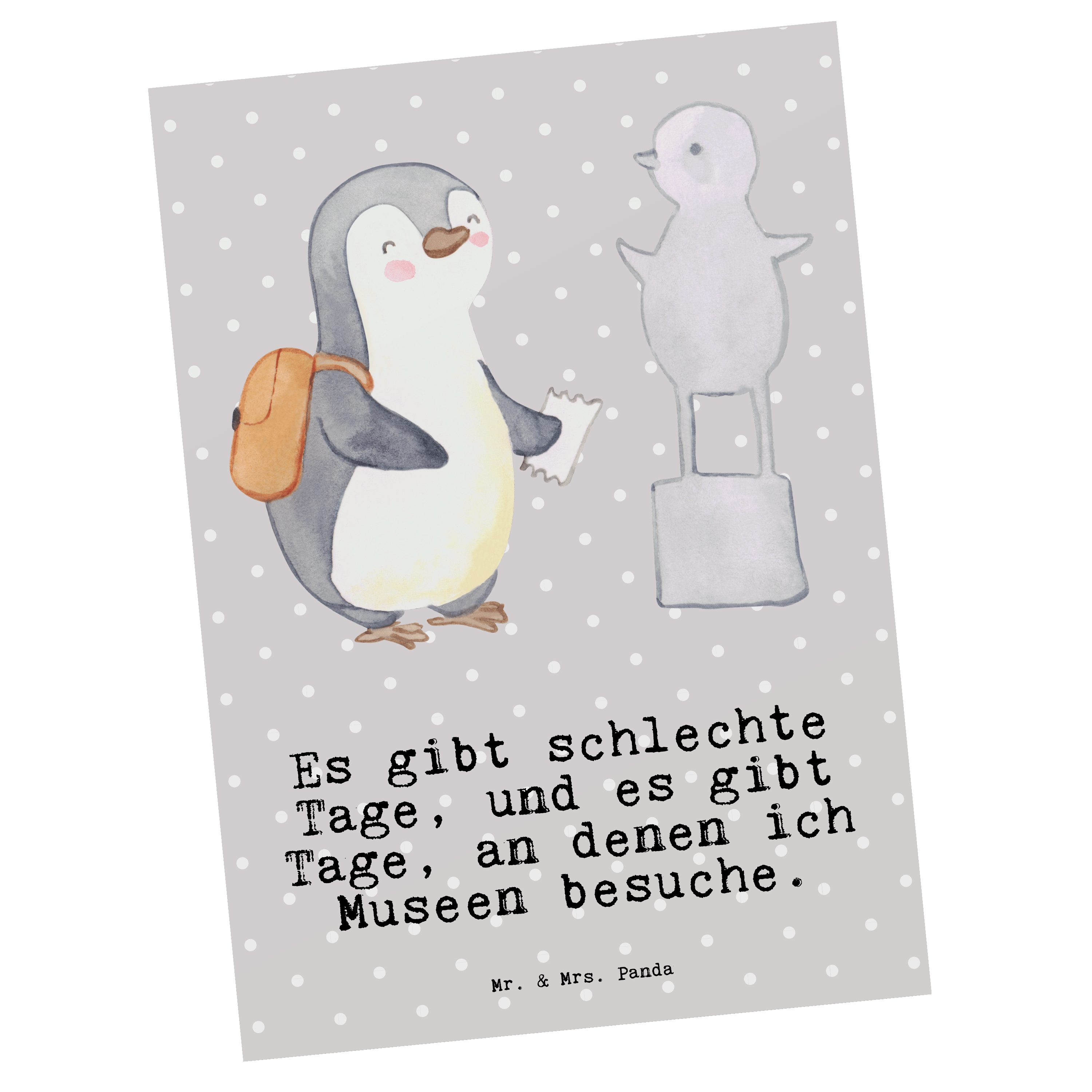- besuchen - Mr. Grau Panda Mrs. Museum Pinguin Geschenk, Tage & Pastell Postkarte Einladungskar