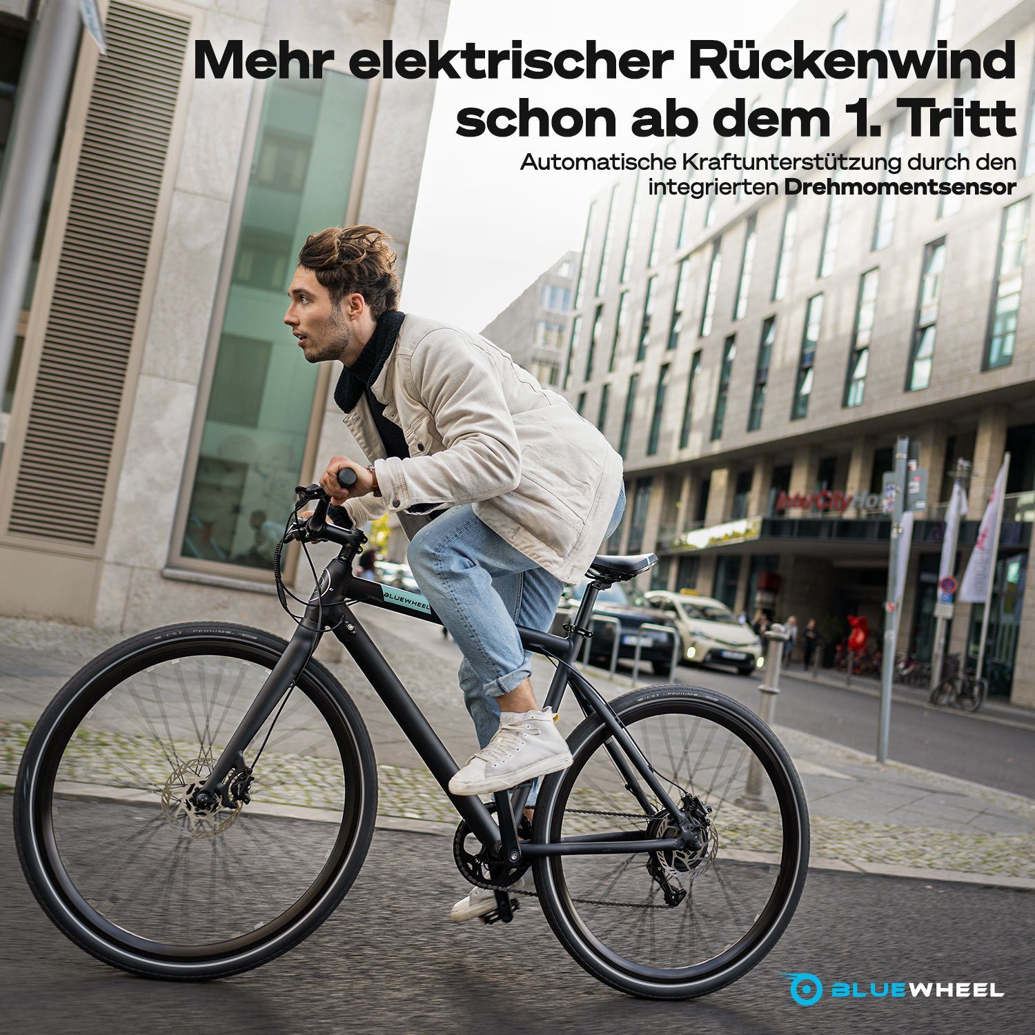 Shimano BUTEO, & zu bis Hinterradmotor Display OLED Heckmotor, für Bluewheel km/h Gang 7 mit Schaltwerk, E-Bike 25 Electromobility 60 App km Kettenschaltung,