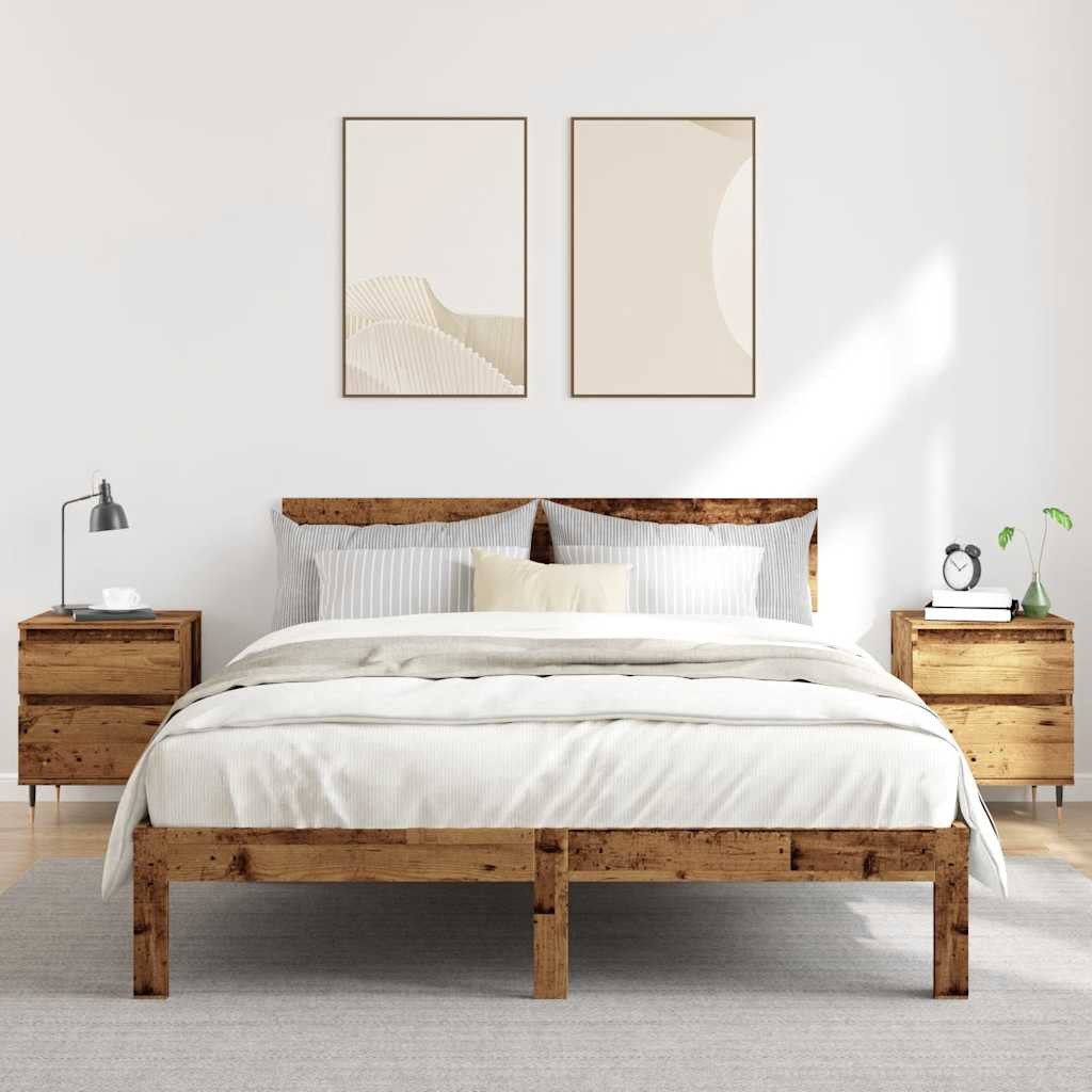 vidaXL Nachttisch Nachttische 2 Stk. Altholz-Optik 40x35x50 cm Holzwerkstoff (2-St)