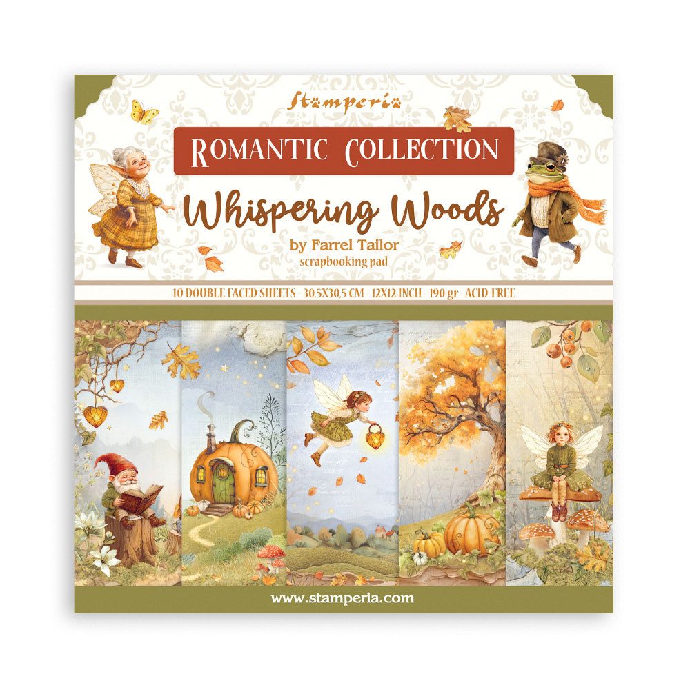 Stamperia Motivpapier Scrapbook-Block Whispering Woods, 10 Bogen