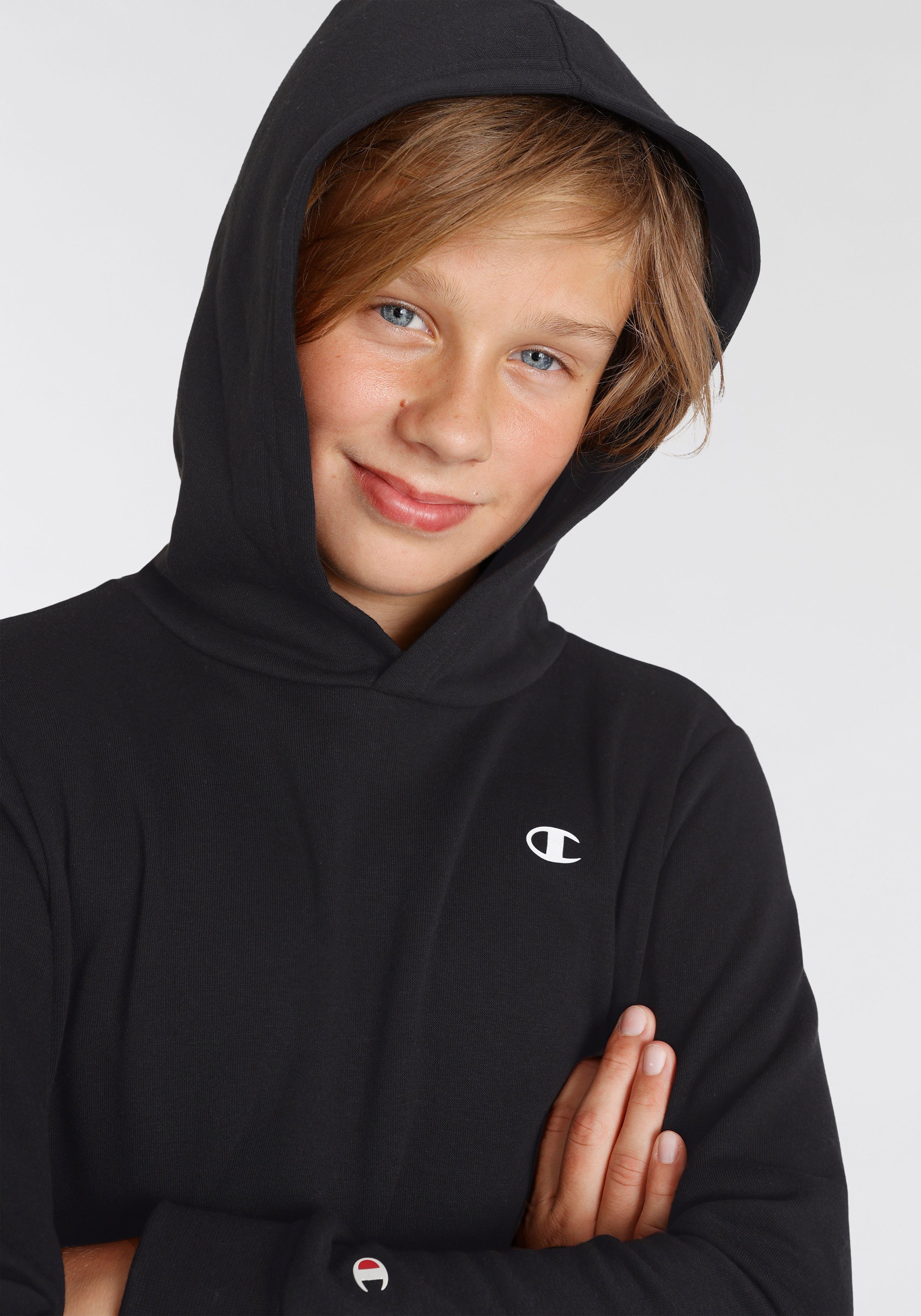 Sweatshirt schwarz Kinder - Hooded Sweatshirt Basic für Champion