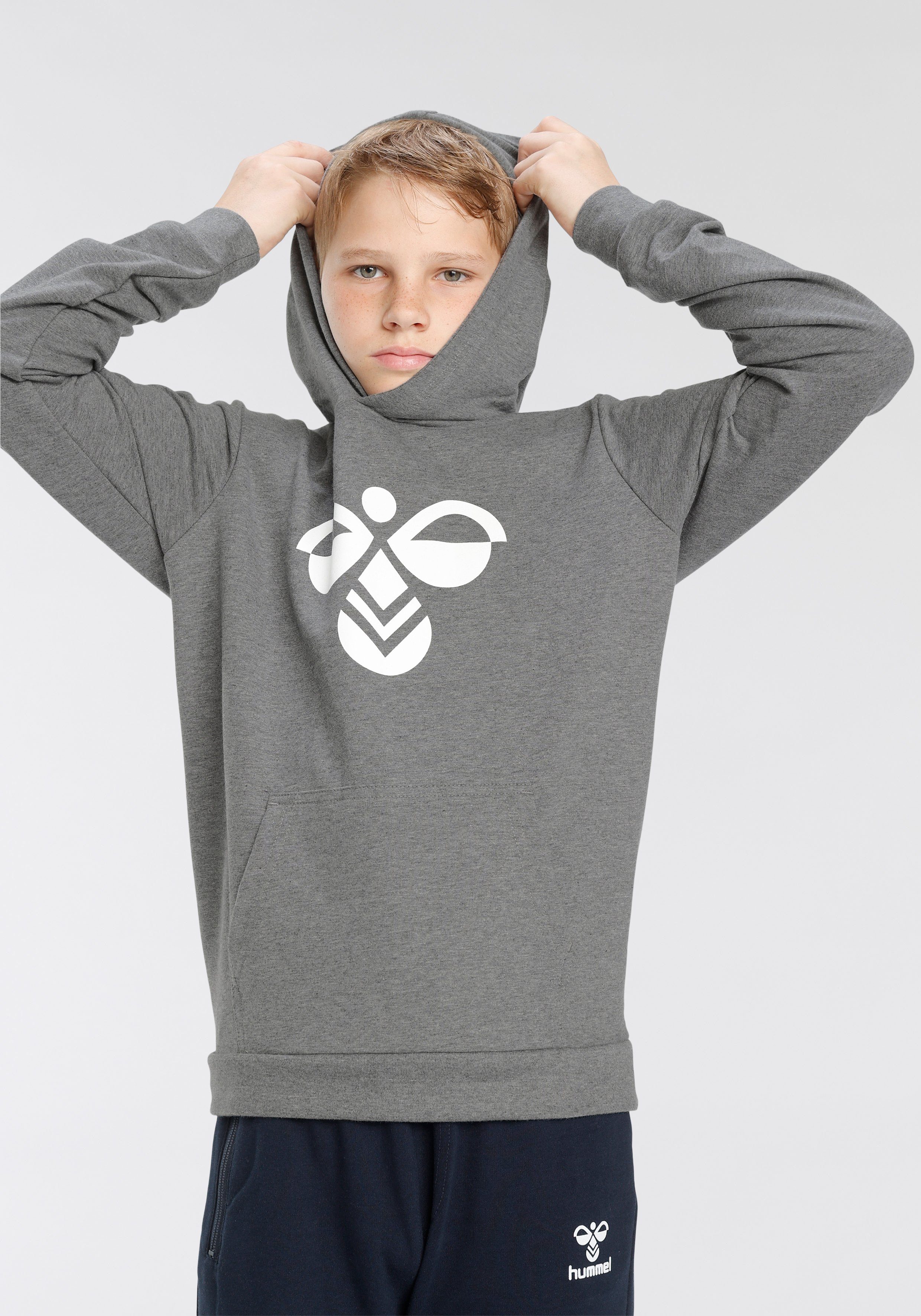 hummel Kapuzensweatshirt HMLCUATRO grau Kinder (1-tlg) - für HOODIE