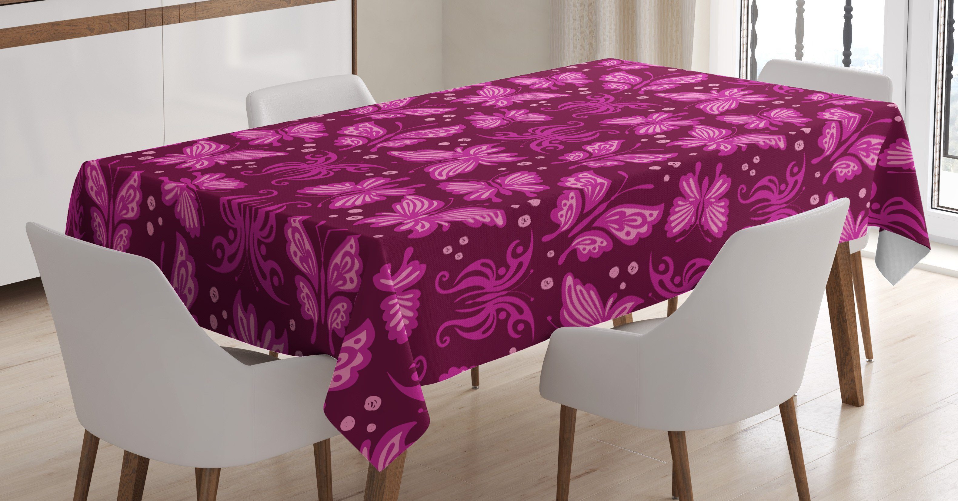 Abakuhaus Tischdecke Farbfest Waschbar Für den Außen Bereich geeignet Klare Farben, Schmetterling Abstrakte rosa Schmetterlinge