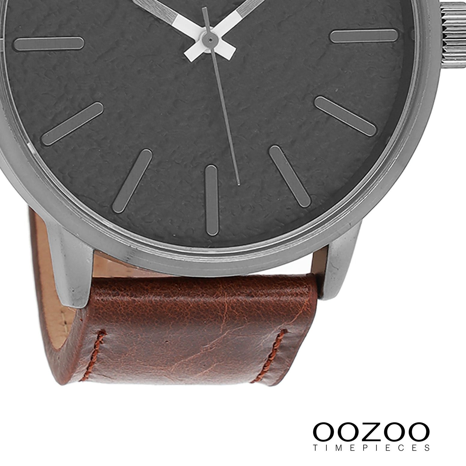 OOZOO Quarzuhr Oozoo Damen Armbanduhr Timepieces Analog, (Analoguhr), Damenuhr rund, extra groß (ca. 48mm) Lederarmband, Casual-Style