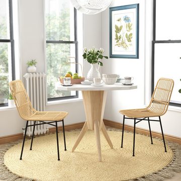 HOMCOM Esszimmerstuhl Küchenstuhl, Akzentstühle, 2er-Set Stühle, Essstuhl (Beistellstuhl, 2 St), für Küche, Esszimmer, Gelb