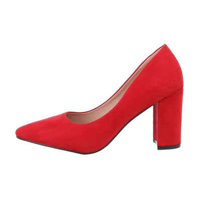 Ital-Design Damen Abendschuhe Elegant High-Heel-Pumps Blockabsatz High Heel Pumps in Rot