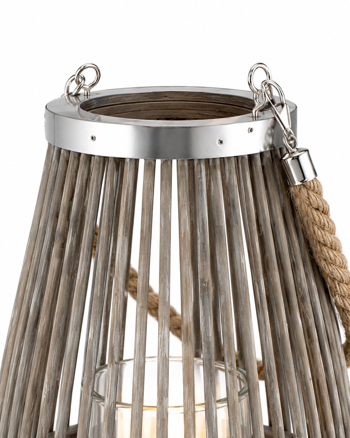 Annastore Laterne aus Bambus mit Henkel und Glaszylinder Bambuslaterne Gartenlaterne, Windlicht aus Bambus – Bild 3 von 5