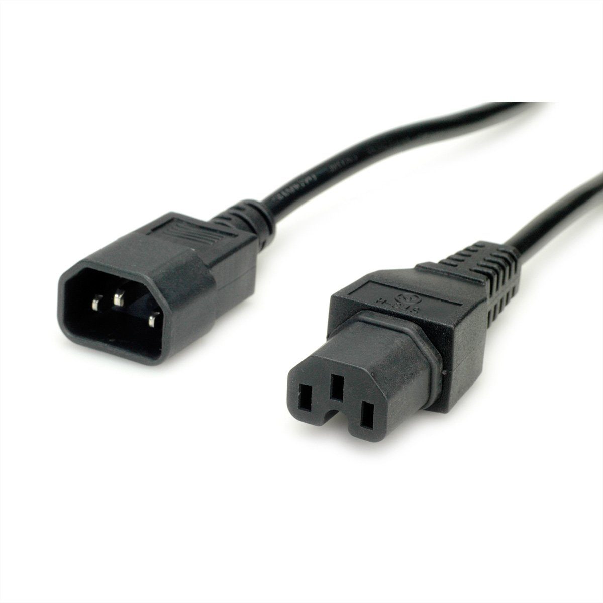 VALUE Netzkabel IEC320/C14 Stecker - C15 Buchse Stromkabel, IEC320 C14, Kaltgeräte, 10A Männlich (Stecker), IEC320 C15, Heißgeräte, 10A Weiblich (Buchse) (50.0 cm), H05RN-F