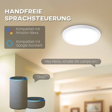 HOMCOM Deckenleuchte App- und Sprachsteuerung, Ø30 x 3,2cm, Dimmfunktion, LED fest integriert, Mehrfarbig, Deckenlampe