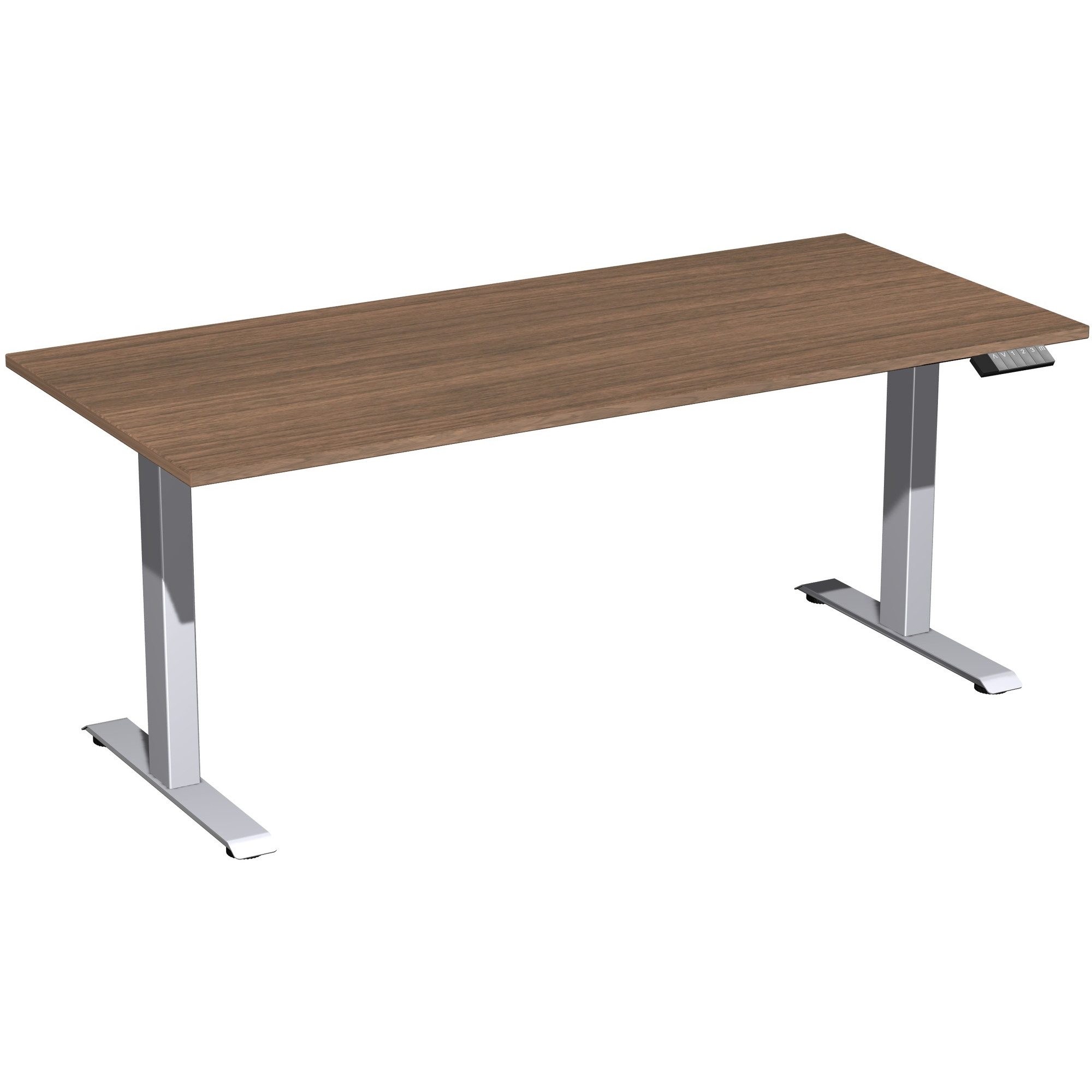 geramöbel Schreibtisch Tisch Elevate Basic 1800x800x730-1230mm silber/nußbaum