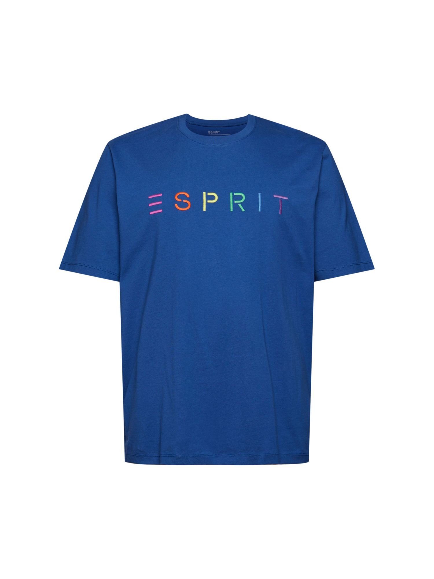 Esprit T-Shirt Jersey-T-Shirt mit Logo-Stickerei (1-tlg) BRIGHT BLUE