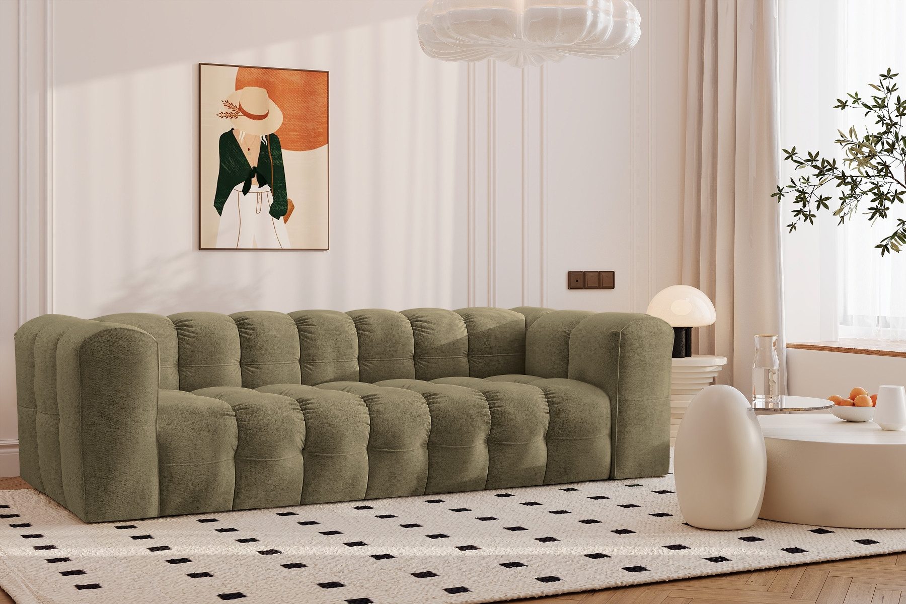 Kaiser Möbel 4-Sitzer Sofa Komfort Couch BALOO, stoff Schenille & Bouclé, modernes Design, Water-Repellent-Bezug, langlebige Konstruktion