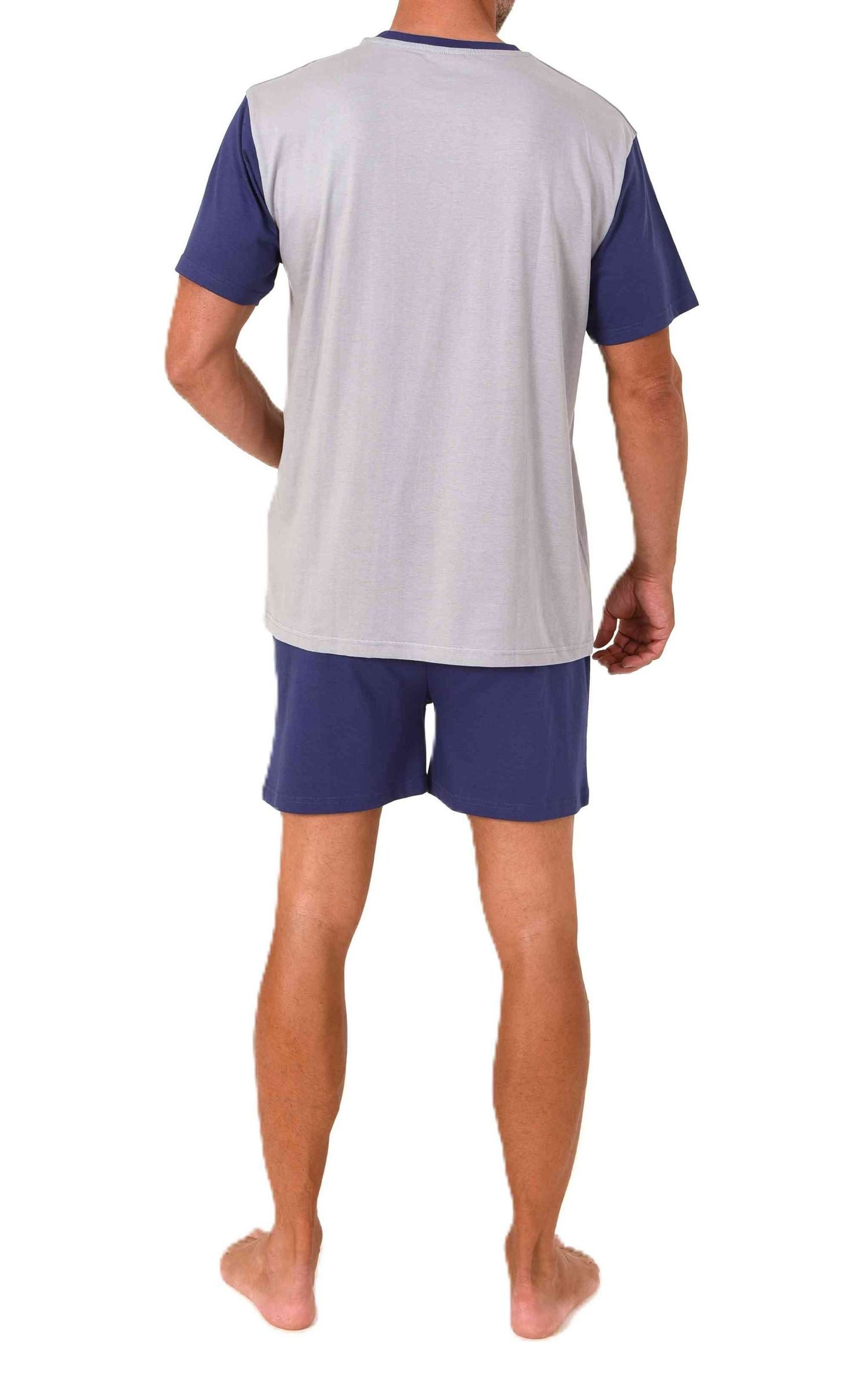Normann Pyjama Normann Herren kurzarm Schlafanzug Shorty Pyjama mit edlen Frontprint – Bild 3 von 4